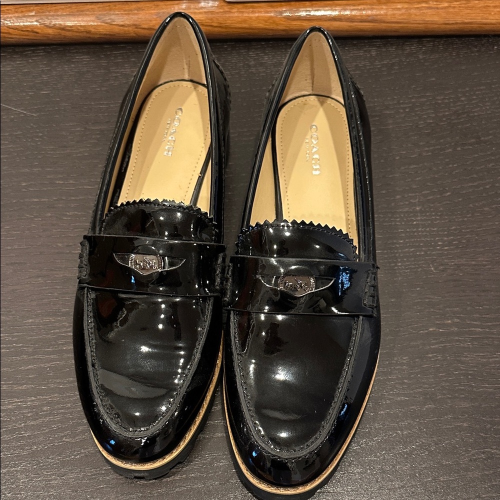 Coach Glossy Black Loafers